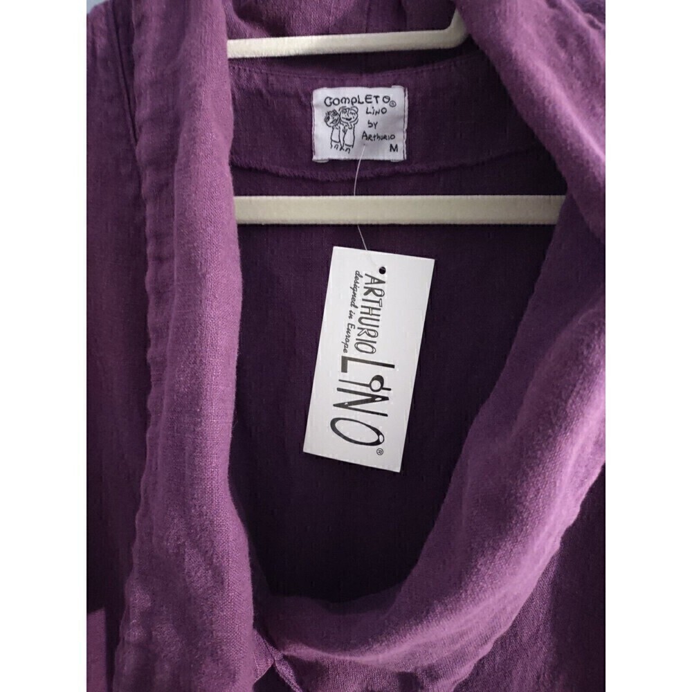COMPLETO LINO by Arthurio Eggplant Purple Linen Tunic Vest Women's M Lagenlook - Picture 2 of 6